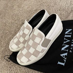 Lanvin Mens Suede Slip-on Sneakers